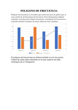 POLIGONO DE FRECUENCIA 
Polígono de frecuencia es el nombre que recibe una clase de gráfico que se 
crea a partir de un histo