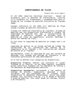 COMPUTADORES DE FLUJO 
Preparó:José Javier Raguá C 
El API MPMS (American Petroleum Institute – Manual de 
estándares para la