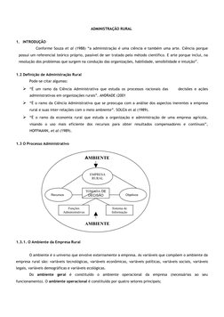 ADMINISTRAÇÃO RURAL 
 
1.
INTRODUÇÃO
Conforme Souza et al (1988) “a administração é uma ciência e também uma arte. Ciência po