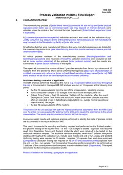 TEM-295 
 
                  
 Issue date 
Process Validation Interim / Final Report 
(Reference: SOP _____) 
Page 4 of 21 
6