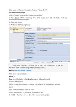Okkp Tcode In Sap SAP MM Common Errors and Solutions | PDF | Economies | Business