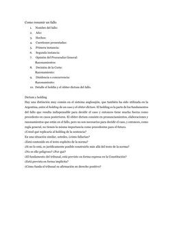 Como resumir un fallo 
1.       Nombre del fallo:                       
2.       Año: