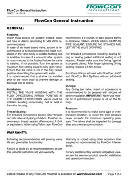 (http://www.flowcon.com)GENERAL:
Flushing:
Water must always be suitable treated, clean 
and free of debris (according to VD