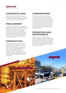 We offer installation and auditing services of all 
hazardous area equipment across a wide range 
of industries including Oil