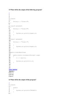 Java Inheritance Practice Questions | PDF | Constructor (Object ...
