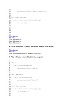 Java Inheritance Practice Questions | PDF | Constructor (Object ...