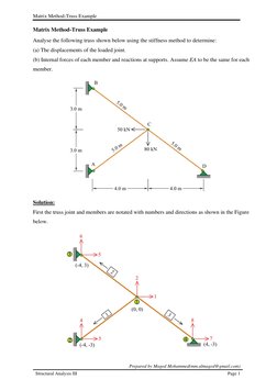 Matrix Method-Truss Example 
 
 
 
Prepared by Maged Mohammed(mm.almaged@gmail.com) 
Structural Analysis III  
Page 1 
 
Matr
