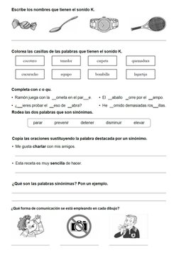 Fichas Repaso Evaluacion 3 Primaria Lengua Tema 1 | PDF