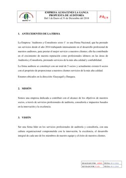REALIZADO POR:  AMMS 
FECHA: 09-11-2018 
REVISADO POR: P.A.R 
FECHA: 09-11-2018 
 
 
1. ANTECEDENTES DE LA FIRMA 
 
La Empres