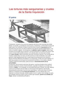 Las torturas más sanguinarias y crueles 
de la Santa Inquisición 
 
El potro  
  
Tristemente, «el potro» fue una de las máqu