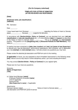 Demotion Letter Template for Employees | PDF