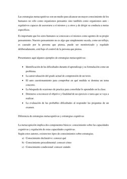 Estrategias Metacognitivas en Aprendizaje | PDF | Teoria de la mente ...