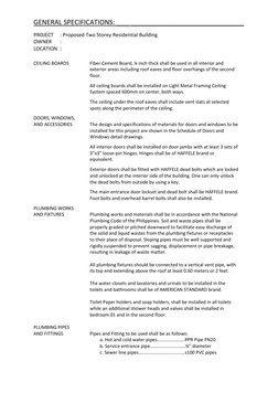 GENERAL SPECIFICATIONS: ___ ___________________________ 
PROJECT 
: Proposed Two Storey Residential Building 
OWNER 
:  
LOCA