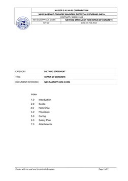 NASSER S AL HAJRI CORPORATION
SAUDI ARAMCO ONSHORE MAINTAIN POTENTIAL PROGRAM- NA1A
CONTRACT # 6600033948
NSH-SAOMPP-CMS-CI-0