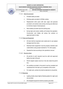 NASSER S AL HAJRI CORPORATION
SAUDI ARAMCO ONSHORE MAINTAIN POTENTIAL PROGRAM- NA1A
CONTRACT # 6600033948
NSH-SAOMPP-CMS-CI-0