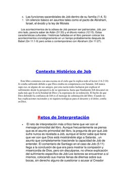 6. Las funciones sacerdotales de Job dentro de su familia (1:4, 5) 
7. Un silencio básico en asuntos tales como el pacto de A