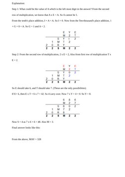 Cryptarithmetic Problem Solutions | PDF | Numbers | Multiplication
