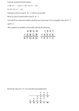 Cryptarithmetic Problem Solutions | PDF | Numbers | Multiplication