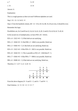 Cryptarithmetic Problems With Explanations: Exercise | PDF | Numbers ...