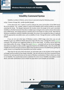 (https://www.forwarddefense.com/) (https://twitter.com/ForwardDefense)Windows Memory Analysis with Volatility
7
	
Volatility