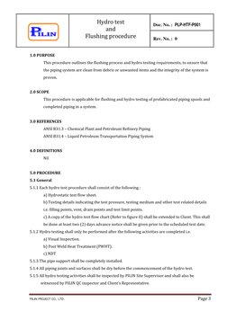 Hydrotest and Flushing Procedure Guide | PDF | Pipe (Fluid Conveyance ...