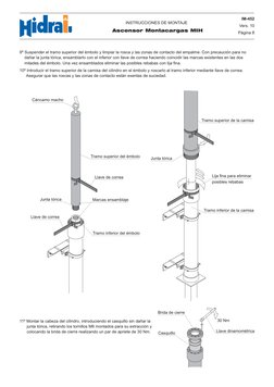 Marcas ensamblaje
Junta tórica
Lija fina para eliminar
posibles rebabas
Tramo superior de la camisa
Junta tórica
9º Suspender
