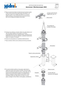 Fijación válvula paracaídas
4º Fijar a la pared las bridas de cilindro tal que la primera quede
a 350 mm por encima de la par