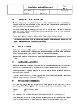 Caustic Tower Installation Method Statement | PDF | Crane (Machine ...