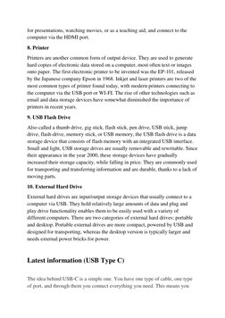 for presentations, watching movies, or as a teaching aid, and connect to the 
computer via the HDMI port. 
8. Printer 
Printe