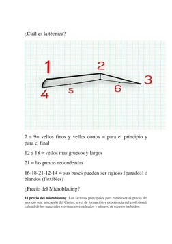 ¿Cuál es la técnica? 
 
7 a 9= vellos finos y vellos cortos = para el principio y 
para el final  
12 a 18 = vellos mas gru