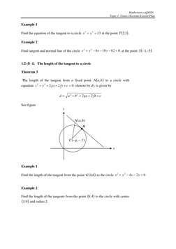 Mathematics-QS026 
Topic 1: Conics Sections-Lesson Plan 
 
Example 1 
 
Find the equation of the tangent to a circle 
13