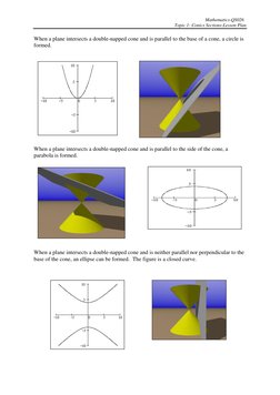 Mathematics-QS026 
Topic 1: Conics Sections-Lesson Plan 
 
When a plane intersects a double-napped cone and is parallel t