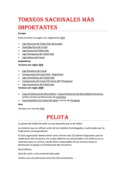Torneos nacionales más                      
importantes 
Europa 
Estos torneos se juegan con reglamento FIFA  (https://es.wi