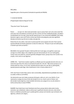 EBD_Biblia 
Sugestões para o Dia do pastor( Conteúdo da apostila da CRIADA) 
  
7- O DIA DO PASTOR. 
(Programação tirada do b