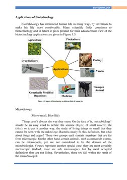 3
BIOTECHNOLOGY
Applications of Biotechnology
Biotechnology has influenced human life in many ways by inventions to
make his