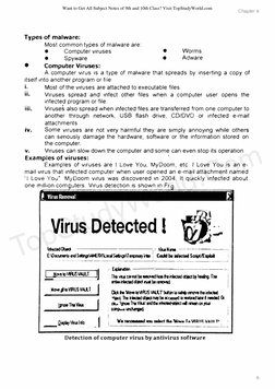 Chapter 6 
Types of malware: 
•• 
Most common types of malware are: 
•
Computer viruses
•
Spyware
Computer Viruses: 
•• 
Wo