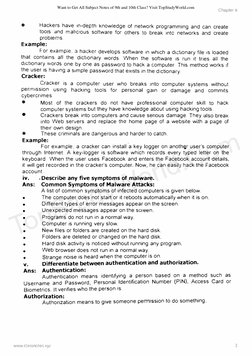 Chapter 6 
•
Hackers have in-depth knowledge of network programming and can create
tools and malicious software for others