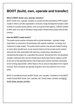 Understanding the BOOT Model in PPPs | PDF | Government | Business
