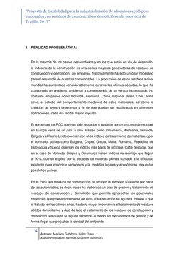 “Proyecto de factibilidad para la industrialización de adoquines ecológicos 
elaborados con residuos de construcción y demoli