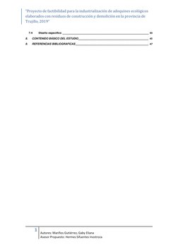 “Proyecto de factibilidad para la industrialización de adoquines ecológicos 
elaborados con residuos de construcción y demoli