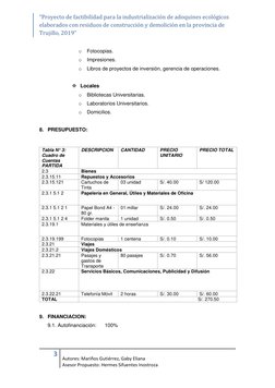 “Proyecto de factibilidad para la industrialización de adoquines ecológicos 
elaborados con residuos de construcción y demoli