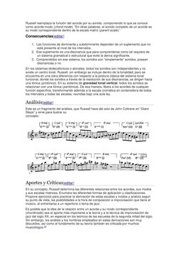 Russell reemplaza la función del acorde por su sonido, componiendo lo que se conoce 
como acorde-modo (chord-mode). “En otras