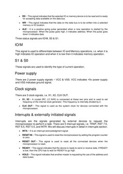  RD − This signal indicates that the selected IO or memory device is to be read and is ready 
for accepting data available o