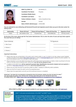 NMAT Exam Admit Card Instructions | PDF | Graduate Management Admission ...