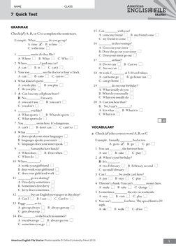 1
NAME	
CLASS
American
ENGLISH FILE
Starter
American English File Starter Photocopiable © Oxford University Press 2013
7  Qui