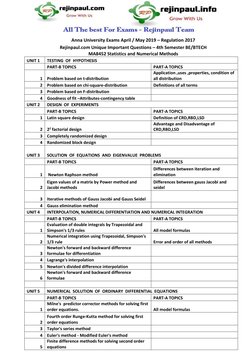 Anna University Exams April / May 2019 – Regulation 2017 
Rejinpaul.com Unique Important Questions – 4th Semester BE/BTECH
