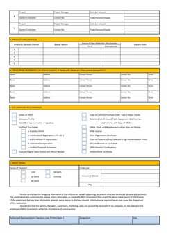 International
1
2
3
4
5
I. DOCUMENTARY REQUIREMENTS
Name
Address
Contact Person
Contact No.
Terms
Name
Address
Contact Person