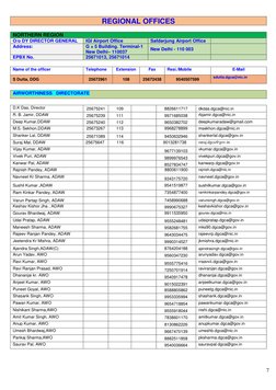 7 
 
 
 
 
 
 
REGIONAL OFFICES 
NORTHERN REGION 
O/o DY DIRECTOR GENERAL 
IGI Airport Office 
Safdarjung Airport Office