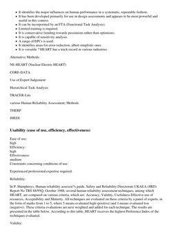 It identifies the major influences on human performance in a systematic, repeatable fashion.
It has been developed primarily