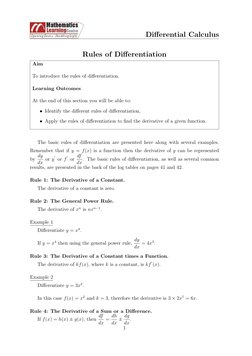 Basic Rules of Differentiation Explained | PDF | Derivative ...